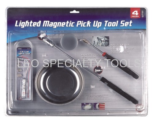 4pcs magnetischen teile tablett & abholen werkzeug & inspection spiegel & led-licht